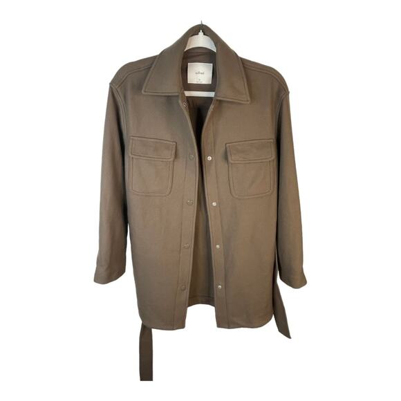 Aritzia Wilfred Coat Rialto Shirt Jacket Belted 72% Wool Shacket Tan Size XS - Picture 5 of 15